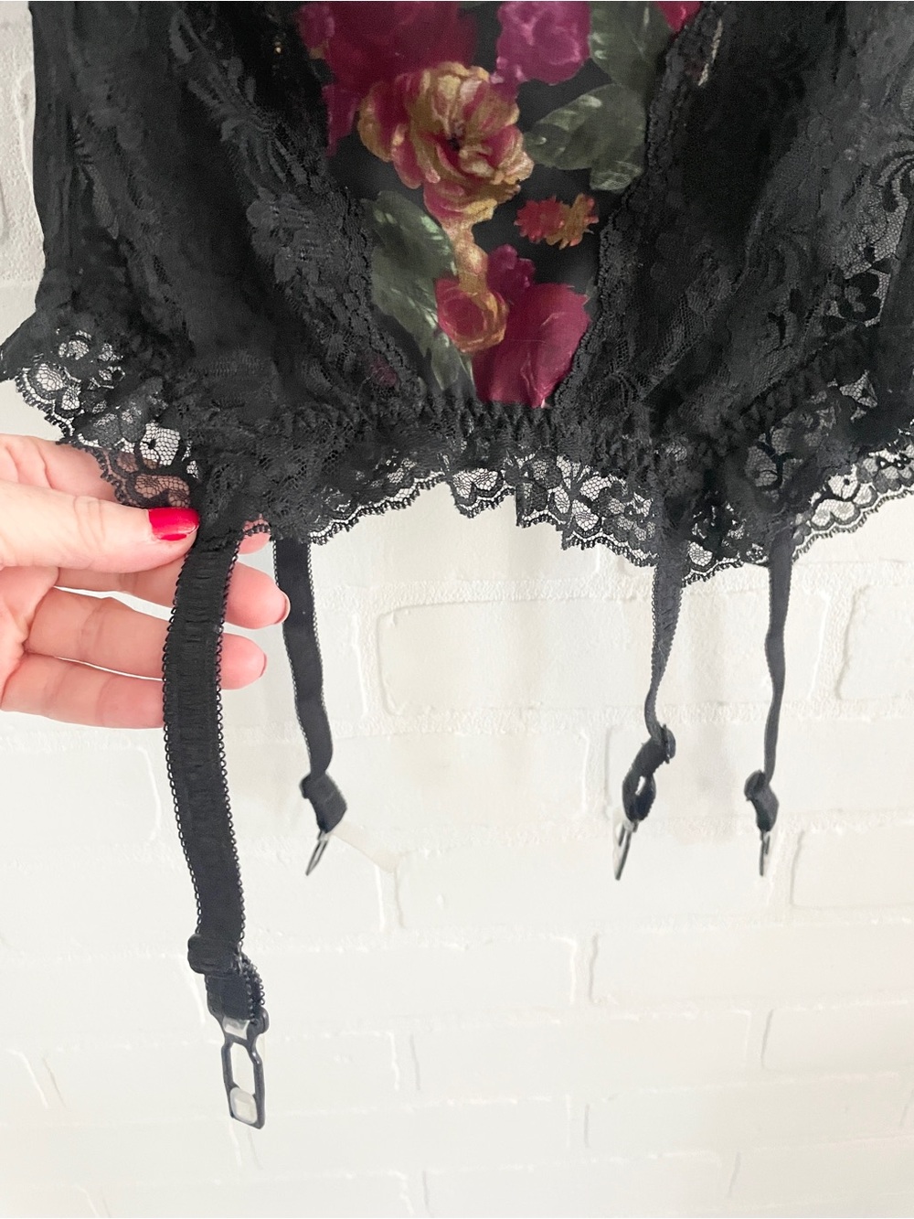 Y2K Sheer Lace Dark Floral Bustier Garter Corset Statement Vintage Size L - Picture 5 of 16